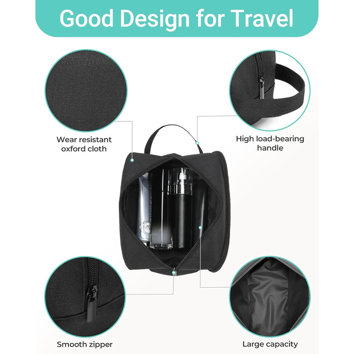 Чоловічий дорожній набір Elviros: органайзер для туалетних речей, сумочка для гоління, набір для подорожей (чорний)