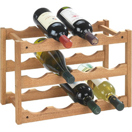 WENKO Stool Norway, warm accented square high-quality living stool with clear lacquer seal, natural solid walnut wood, Scandinavian design, 40 x 46 x 30 cm, Natural (Wine Rack)