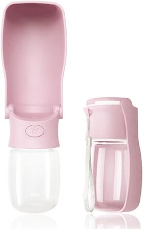 Водяна пляшка для собак на прогулянці 570мл або 350мл: портативна, для цуценят, малих, середніх та великих собак (Рожева)