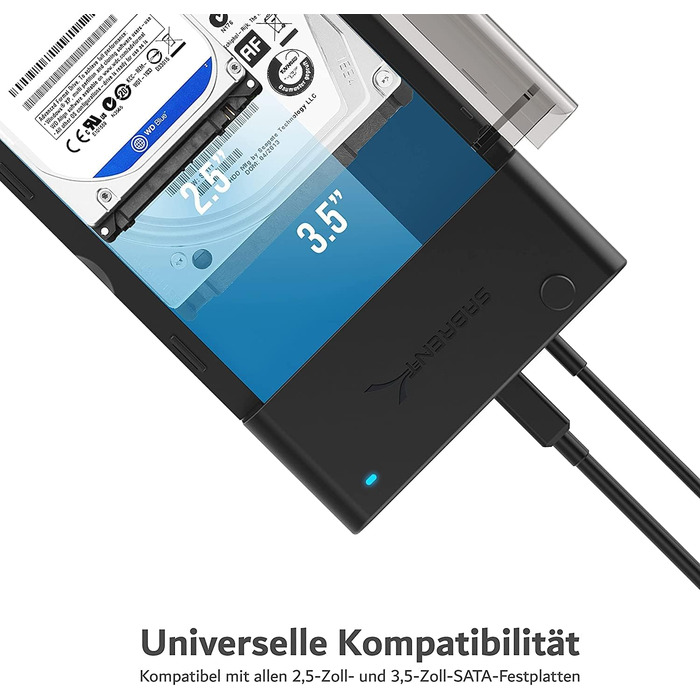 Док-станція для HDD/SSD SATA 2.5'/3.5' Sabrent – USB 3.0, 5Gbps, зовнішній корпус