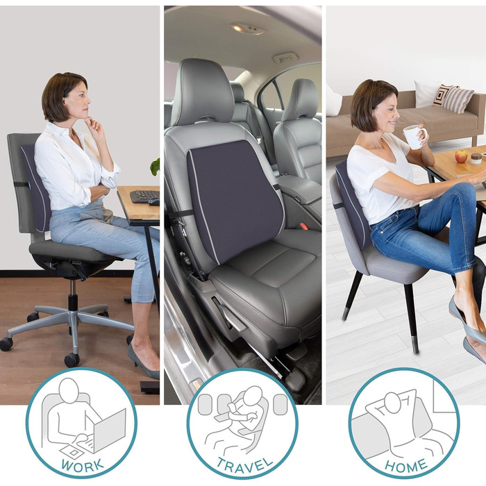 Подушка для офісного крісла Bonmedico з Memory Foam: поперекова підтримка для офісу, авто та дому, чорна, ергономічна подушка для спини