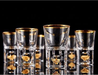 Набір келихів для шнапсу DUJUST 4cl (6 шт.) з кришталю, декоровані 24K золотом, без BPA та свинцю