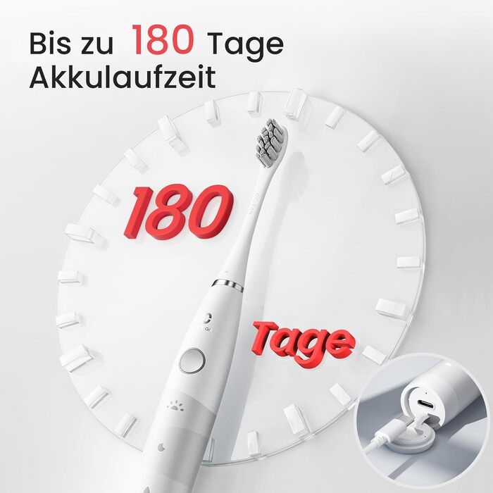 Oclean Find Duo Set: Електрична зубна щітка, 2 шт. з 5 режимами, акумулятор до 180 днів, IPX7, рожевий & блакитний (насадки, 6 шт.)