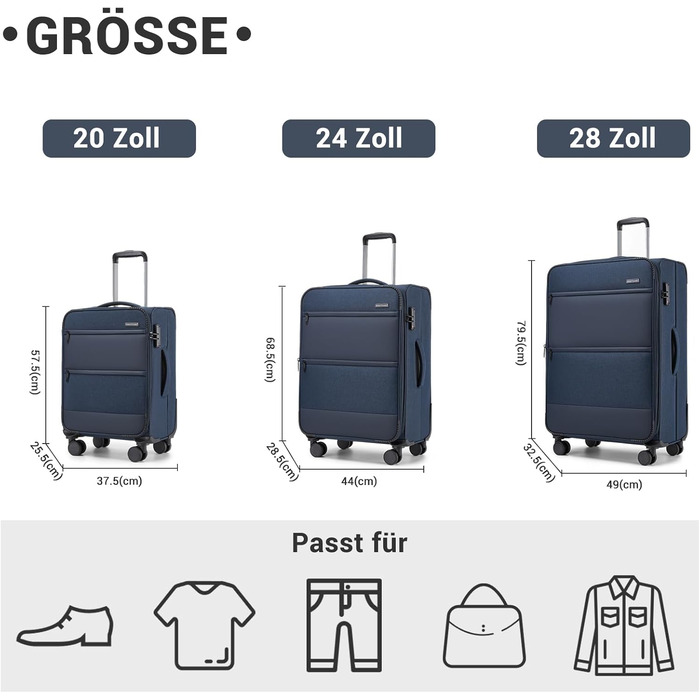 Розширюваний валіза British Traveller, 100L, тканинний, з TSA замком, 79.5x49x32.5 см (Блакитний)