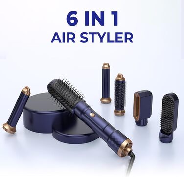 Набір для укладки волосся 5 в 1: фен, плойка, щітка, термощітка, стайлер (блакитний)