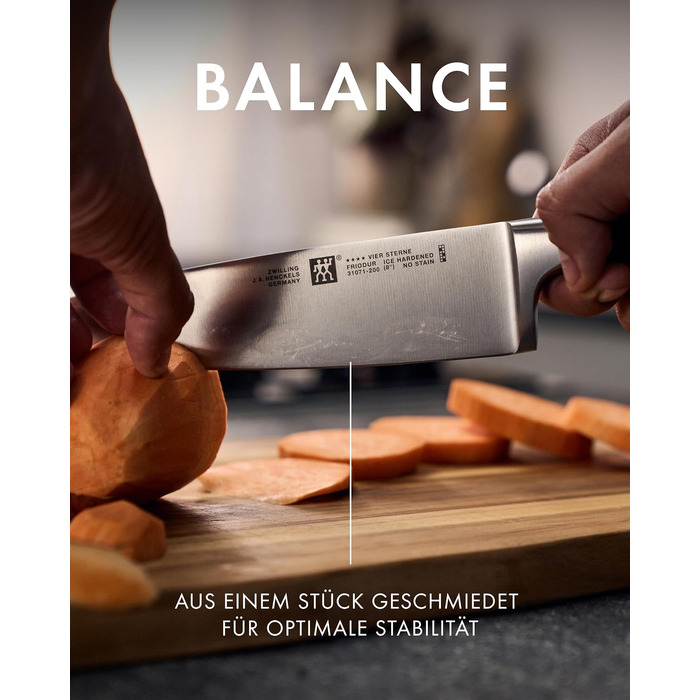 Кухонний ніж Zwilling Vier Sterne 20 см, нержавіюча сталь, Made in Germany
