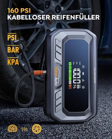 Powerbank YaberAuto для запуску двигуна з компресором, 160PSI, 6500A, PD 65W, 26800mAh. Запуск авто, 600 люмен, LCD екран