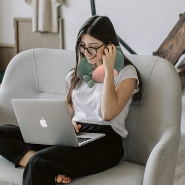 Дитяче подушечка для шиї Memory Foam, U-подібна подушка для подорожей (літак, авто, поїзд), знімний чохол (рожева)