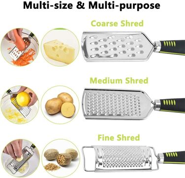 Набір терок для сиру та овочів з нержавіючої сталі, 4 шт. (великі, середні, дрібні, цитрусові)