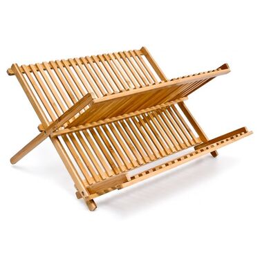Relaxdays CROSS Bamboo Dish Drainer, 42 cm wide