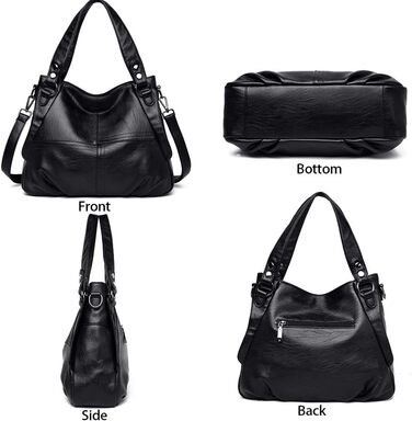 Жіноча сумка-шопер велика шкіряна чорна через плече Hobo Bag Damen - оригінал