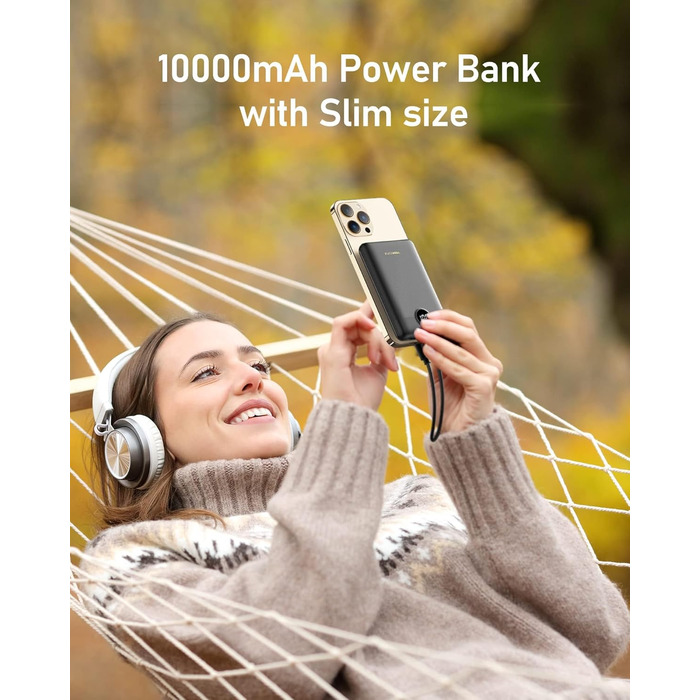 Powerbank VEEKTOMX 10000mAh: компактний зарядний акумулятор 22.5W з USB-C, PD3.0, QC3.0 для iPhone, Samsung, Huawei, Xiaomi, OnePlus