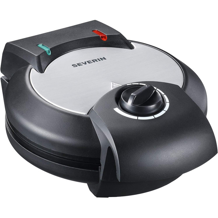 Severin Black Line Heart Waffle Maker - PFAS-Free Coating, Indicator Light, Cord Storage, 1000W