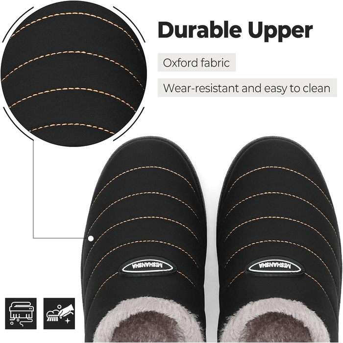 Тапочки халатні зимові для чоловіків та жінок Mishansha, теплі, з плюшевою підкладкою, розмір 35-47, чорний колір