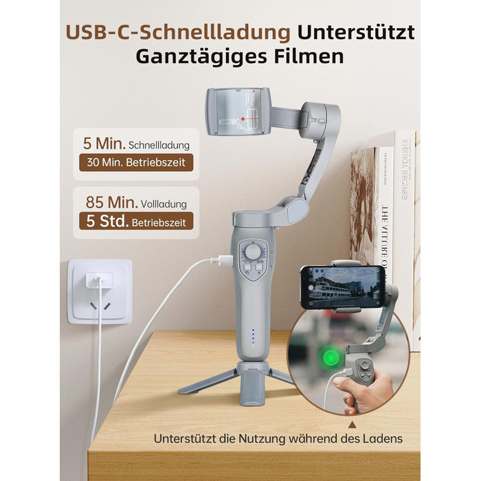 Rollei Steady Butler Mobil 3 SE: Gimbal для смартфонів з 3-осьовою стабілізацією, 280г, керування через додаток, сумісний з iPhone та Android