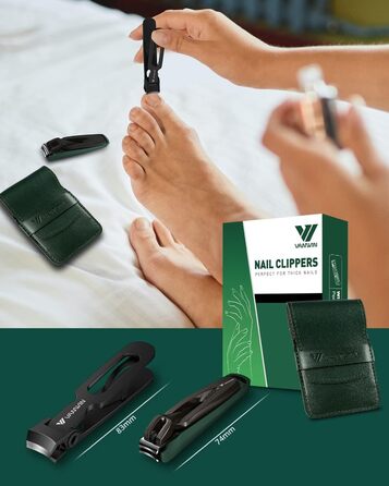 Набір з 2 шт. кусачок для нігтів: професійні, з нержавіючої сталі, для товстих нігтів, з контейнером для сміття. Підходить для нігтів на руках та ногах.