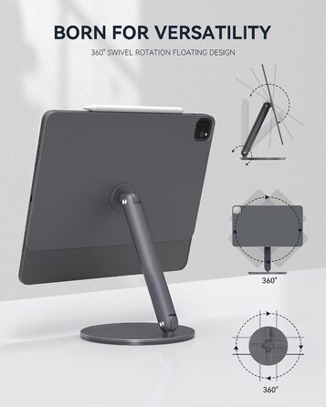 Магнітна підставка LULULOOK для iPad Pro 12.9 та iPad Air 13'' M4/M3/M2 — поворотна на 360°, складна, алюмінієва