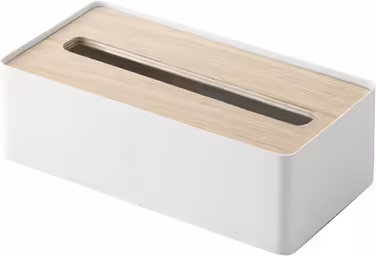 Yamazaki 7730 RIN Tissue Box with Lid, White, Wood/Steel, Minimalist, 26 x 13 x 8.2 cm