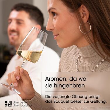 Набір білих келихів 6 шт. об'ємом 420 мл з мікрофіброю – Елегантні келихи для вина та Aperol Spritz – придатні для миття в посудомийній машині, безпечно упаковані, Made in Europe