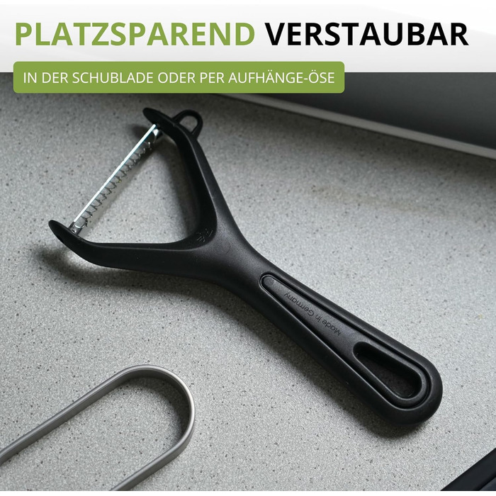 Овочечистка Westmark Julienne Gentle Schwarz - для тонкої нарізки овочів, супів та воку, для правшів та лівшів, нержавіюча сталь