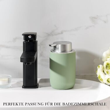 Дозатор для мила та миючого засобу GIRLUFO 350мл з великою помпою – багаторазовий дозатор піни для ванної кімнати та кухні (легко натискається) (покриття з гумового лаку зеленого кольору)