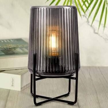 Бездротова настільна лампа з таймером, вінтажний дизайн, акумуляторна LED лампа для дому та вулиці, сірий колір, розмір L