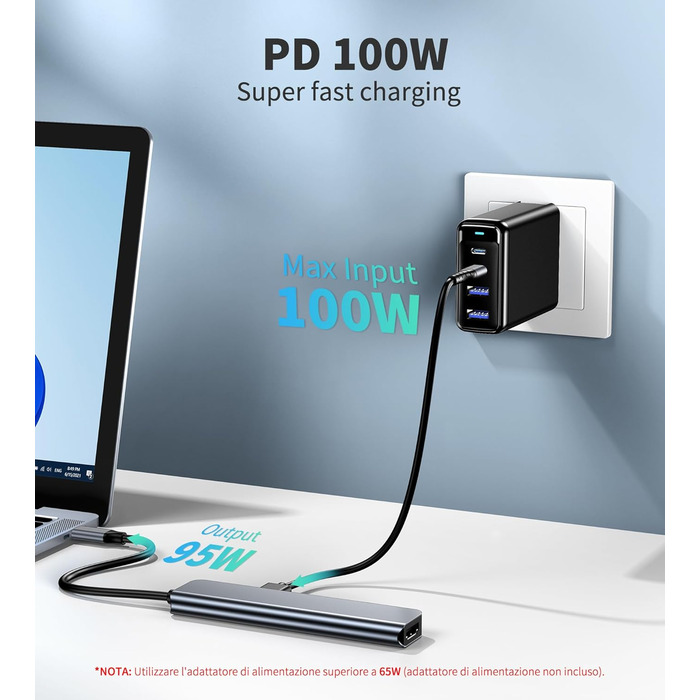 Док-станція USB-C з підставкою для ноутбука 8 в 1, хаб USB-C 4K@30Hz HDMI, SD/TF, адаптер для MacBook Pro Air, HP, Dell, Thinkpad, Surface (M79)