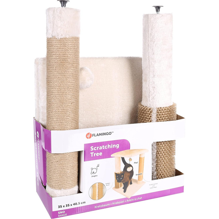 Дерев'яний кігтечка Flamingo UNA – Кремовий/Натуральний колір | Компактний, стильний, ідеальний для котів для дряпання та відпочинку