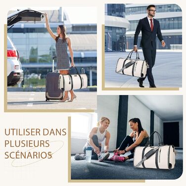 Сумка-органайзер для подорожей 50 л, 2-в-1: сумка та водонепроникне взуття з антизминальним системою для жінок та чоловіків – ідеально для ділових поїздок та відпочинку (Бежевий)