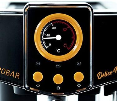ECODE® Espresso Machine Delice Black, 20 Bar Pressure, Swivel Vaporizer - Machine with 1.5 L Tank, Milk Frother, Single/Double Dosing, Manometer with Temperature - Coffee Machine
