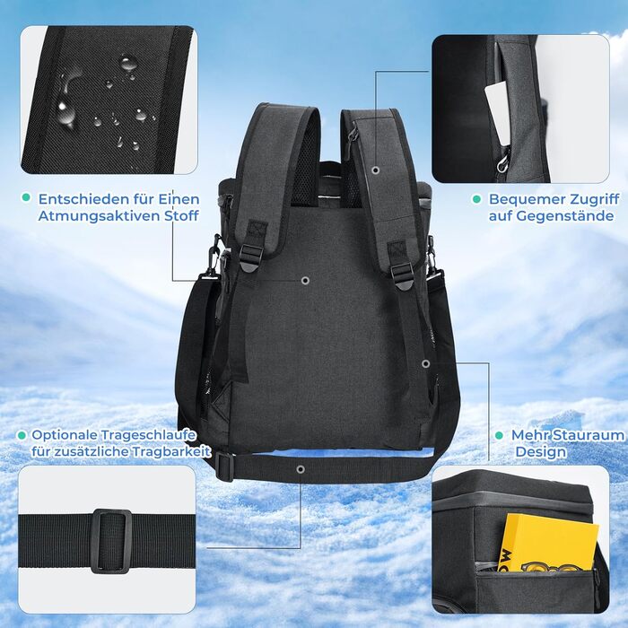 30L Cooler Bag Large Foldable - Cooler Bag for Food & Drinks, Picnic Bag, Insulated Thermal Bag, Cooler Bag Car for Beach/Picnic/Camping/BBQ (Black)