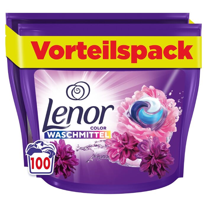 Капсули для прання Lenor Blütentraum для кольорових речей, 100 завантажень, тривала свіжість та видалення запахів при пранні в холодній воді