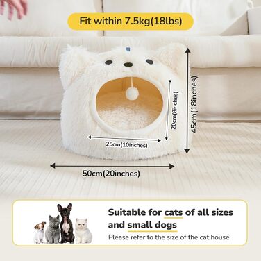 CATISM Cat Cave Cat Bed Washable Cat Sleeping Place for Cats Cute Monster Plush Pet Cat Head Pillow Cat House Cat Cushion Fluffy Kitten Puppy Snuggle Bed Pet Bed
