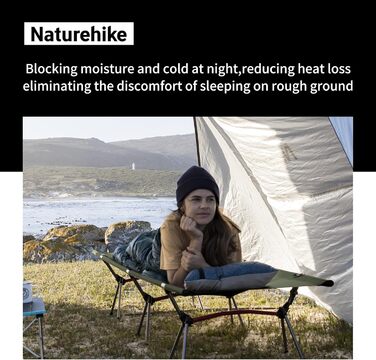 Кемпінгове ліжко Naturehike - ультралегке, розкладне, з регулюванням висоти, до 150 кг, армійного кольору