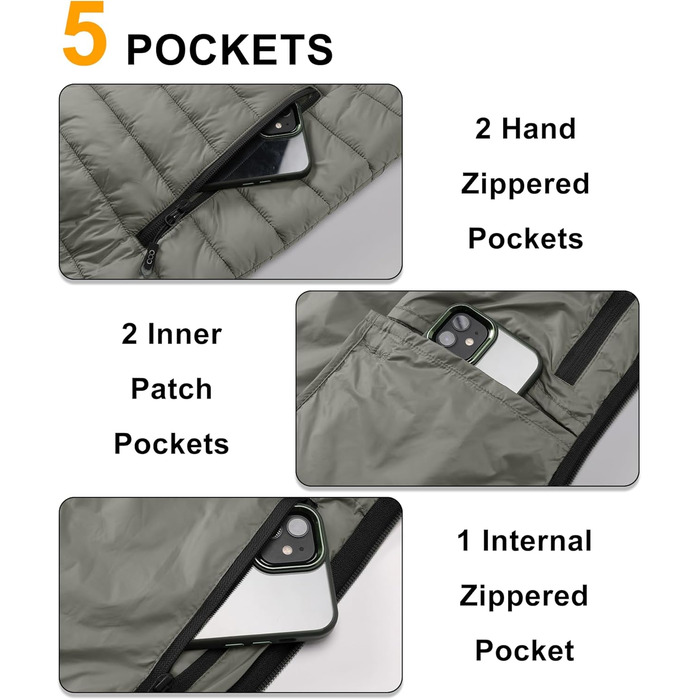 Чоловіча степкова жилетка 33,000ft для активного відпочинку та спорту. Гібридна жилетка з 5 кишенями, тепла, з капюшоном, для походів та їзди на коні (4XL, кам'яно-сірий)