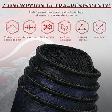 Килимок для миші EFISH Japanische Gaming XXL 800x300 мм, великий, з прошитими краями, водонепроникний, антиковзкий для ПК, MacBook, ноутбука. Підвищує точність та швидкість