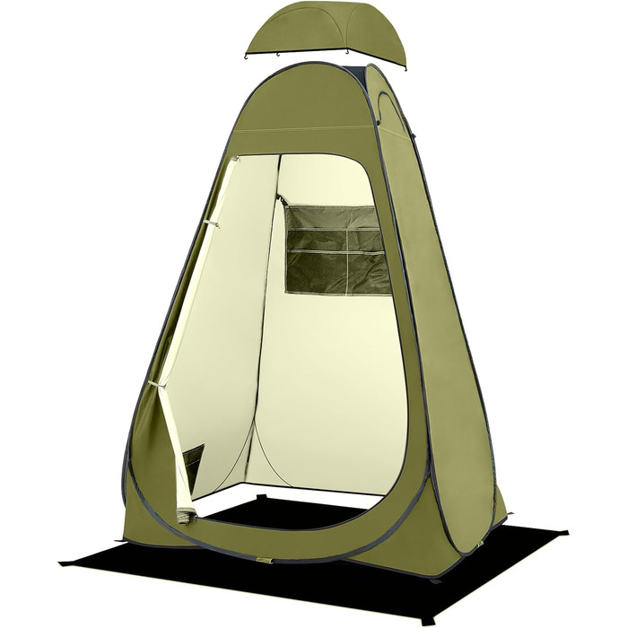 Brian & Dany Pop Up Camping Shower Tent - Portable Privacy Tent with Rainfly & Windows - Outdoor Changing Tent, UPF 50+ Waterproof, Green
