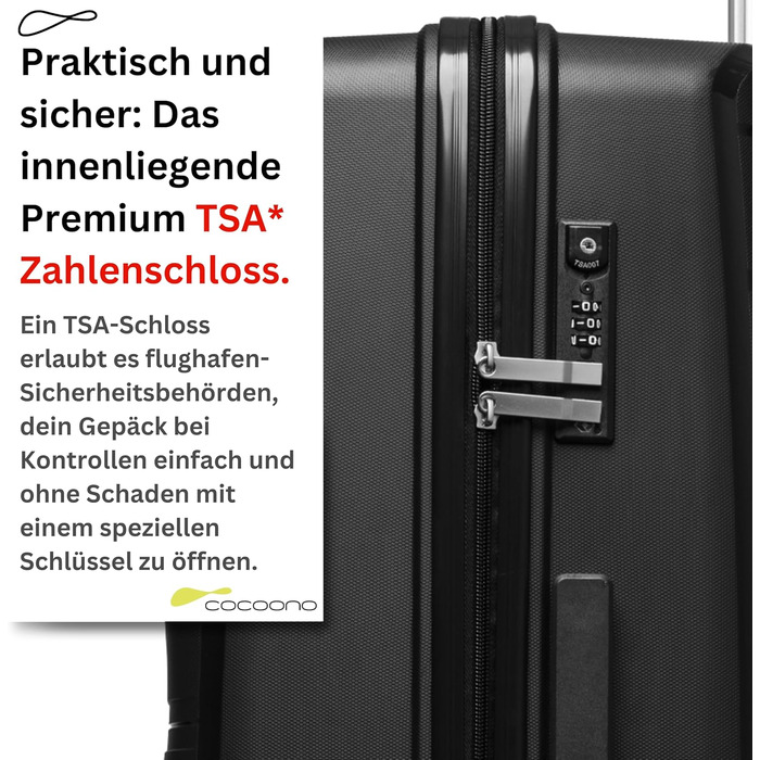 Чорний валіза Leon Koffer Groß 94L з TSA замком - валіза, роулер, XL, XXL, для подорожей
