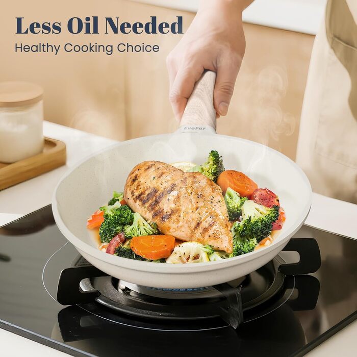 Сковорода керамічна 20 см з антипригарним покриттям для індукції, для смаження яєць та приготування їжі