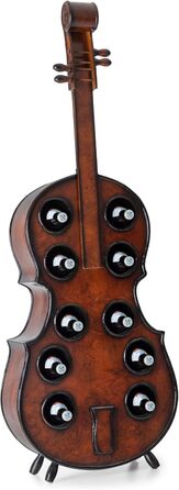Stradivino Wine Rack for 10 Bottles - Wooden Wine Stand with Vintage Look - Handmade Cello Bottle Rack - Bottle Stand 135 cm High - Retro Wine Bottle Holder