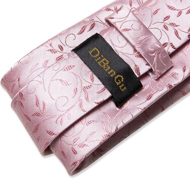 DiBanGu Шовковий краватка та нагрудна хустинка для чоловіків. Набір краваток та запонок. Тканий, однотонний (рожевий квітковий)
