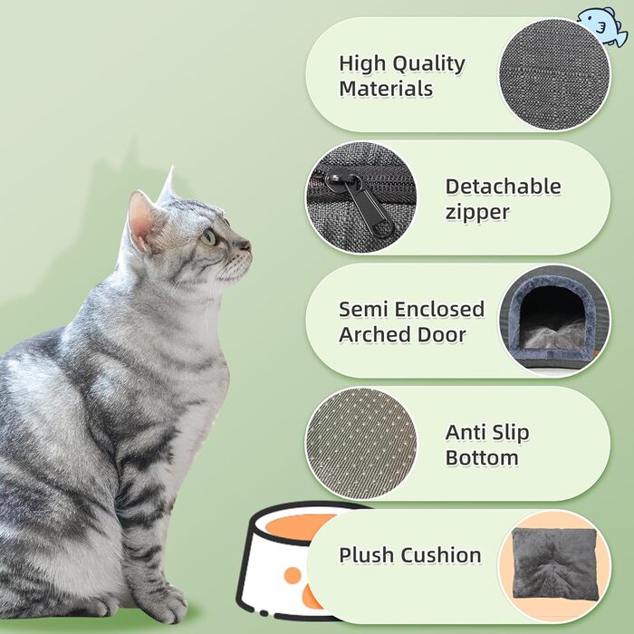 Кігтеточка-будиночок для котів з плюшем, 50x42x42 см, темно-сірий