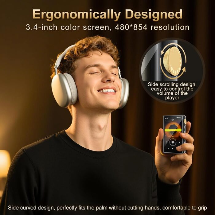 HiFi MP3 плеєр ZAQE з Bluetooth та WiFi, Android 12, Lossless DSD DAC, підтримка Flac, 64GB карта пам'яті (до 512GB), чорний