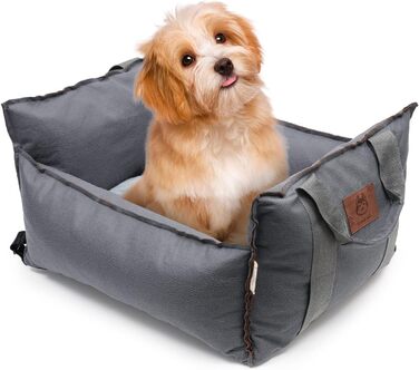 Автокрісло для собак 2-в-1 з ременем безпеки: автокрісло та ліжко для собак, знімний килимок та чохол, миється, для собак маленьких та середніх порід, сірий & блакитний