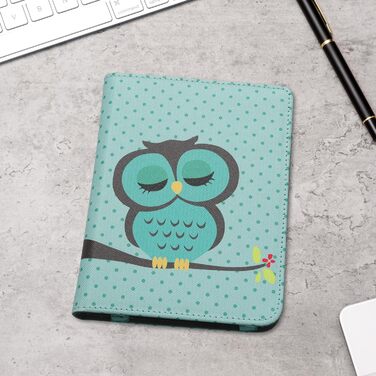 Чохол-книжка kwmobile для Kobo Clara BW/Clara Colour/Tolino Shine (5) / Shine Color з петлею для руки та мотивом бібліотеки (Eule Schlaf)