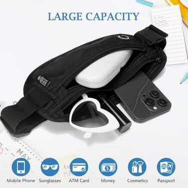 Захисна поясна сумка VINATO з RFID-захистом (сіра/чорна)