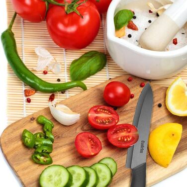 Набір керамічних ножів Cadrim (5 шт.): кухонні, для овочів, м'яса, з захистом леза | Чорний