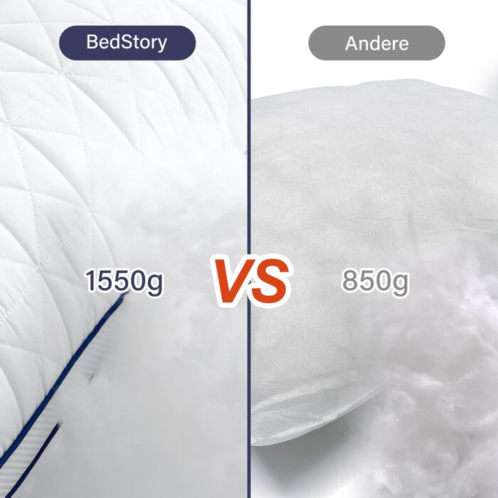 BedStory Pillow 80x80, 2-Pack 80x80 Pillows with Zipper, 2x1500g Microfiber Pillows Adjustable in Height, Breathable Washable Sleeping Pillows for Allergy Sufferers and Side Sleepers, Oeko Certified 80x80 (2-Pack)