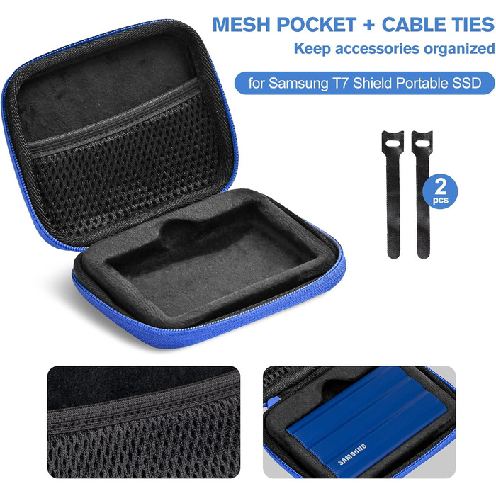 Чохол ProCase для SSD Samsung T7/ T7 Touch (500GB/1TB/2TB) - Жорсткий, Стійкий до ударів, Блакитний