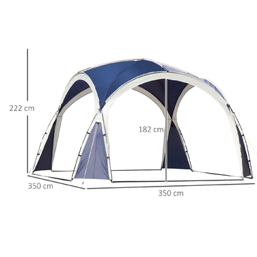 Outsunny Dome Tent for 6-8 People 3.5x3.5x2.22m Garden Tent Party Tent Gazebo Patio Polyester Blue